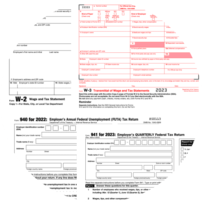 Quarterly and annual payroll tax forms