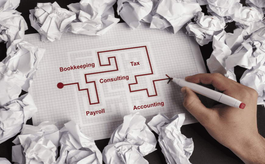 Maze of bookkeeping, payroll, accounting, and tax
